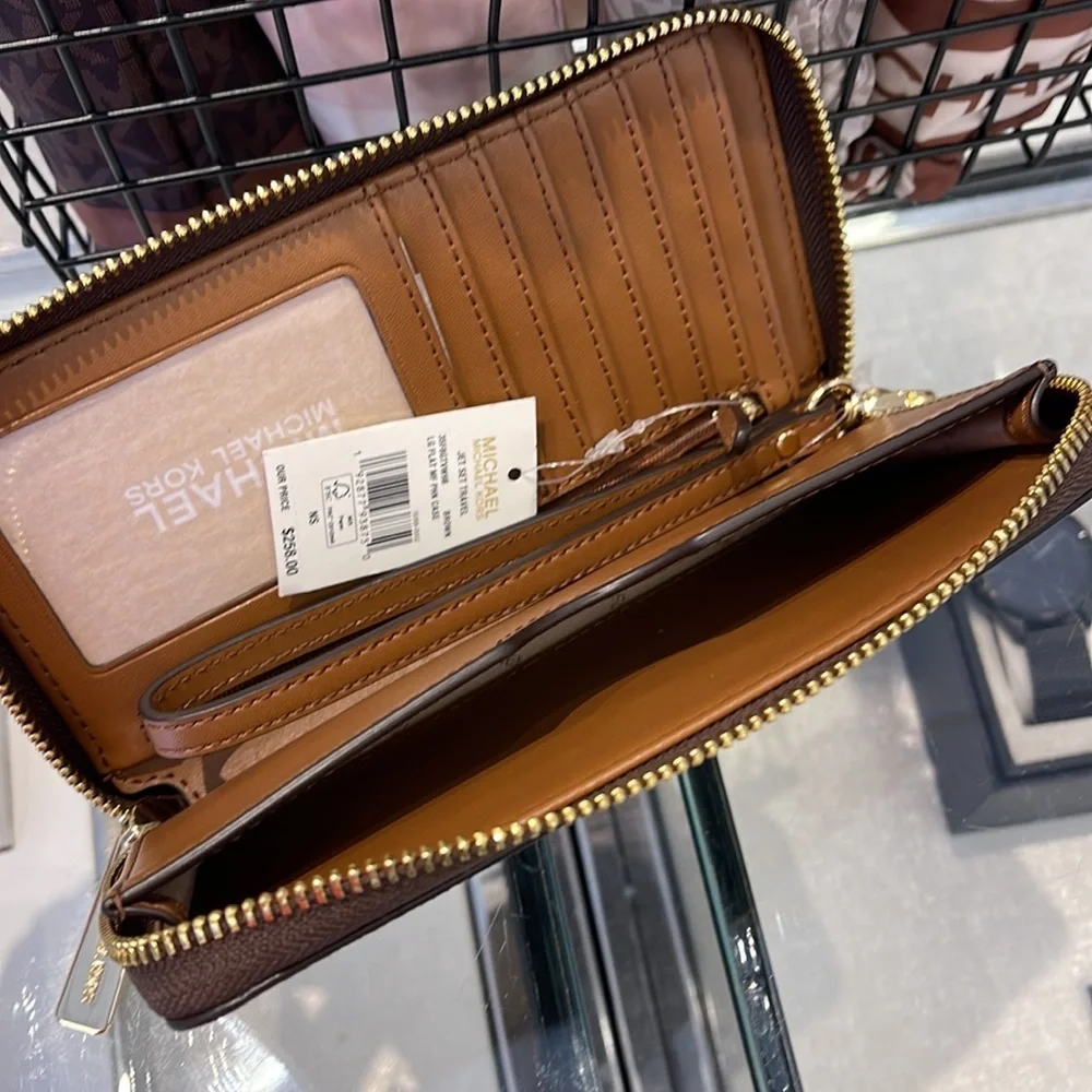 Michael Kors MK Signature Large Flat Multi-Function Phone Case Wallet Wristlet